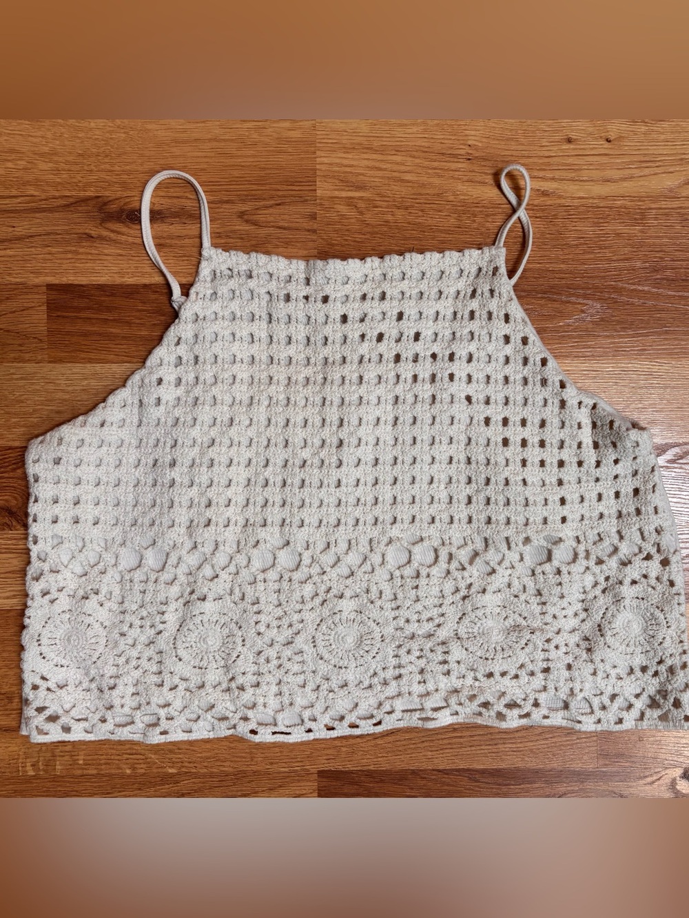 Love on a Hanger Cream Color Crochet Halter Top Size X Large